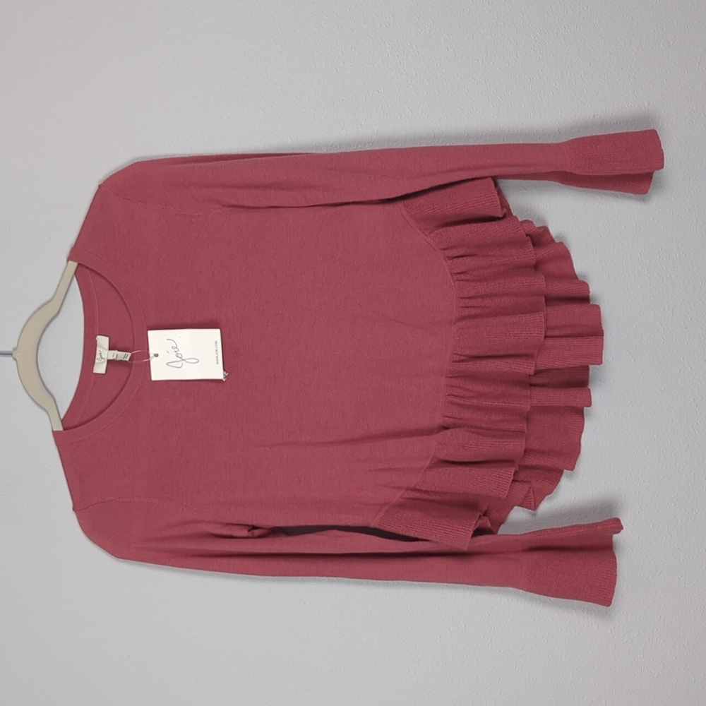 NWT Joie Long Sleeve Soft Ruffle Mauve Wool Silk Sweater Size XS